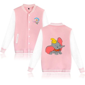 Chaqueta Varsity Ligera de Tela Delgada con Diseño de Parches Estampados de Dumbo, Color Azul Marino y Blanco, Manga Larga, 100% Algodón, Estilo Urbano para Invierno - Product Image 2