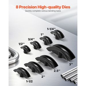 Cintreuse manuelle hydraulique pour tuyaux en cuivre de 16 tonnes avec 8 matrices (1/2'' à 3'') réglables à 90 et 180 degrés - Product Image 4