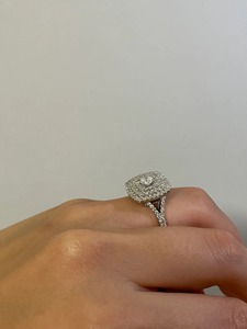 Lab Grown Diamond Engagement <b>Ring</b>: 0.30 Carat Round Cut 0.70 carat triple halo side stones 93 stones 1.2 mm - Product Image 3