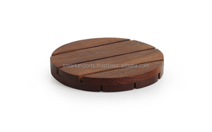 Ensemble de 4 sous-verres ronds en bois élégants et fabriqués à la main, tapis de table réutilisables élégants pour la maison, la cuisine, le bureau et les entreprises - Product Image 3