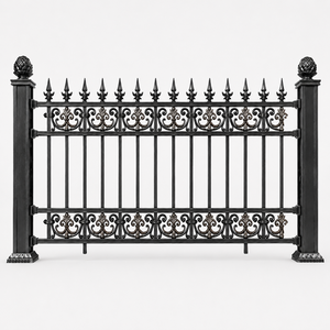 Panel de Valla de Hierro Forjado Negro Ornamentado con Punta Decorativa en Forma de Lanza, Barandilla Metálica para Jardín, Villa, Puerta, Límite de Propiedad, Seguridad y Decoración - Product Image 4