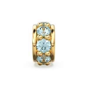 Anillo de Oro Amarillo Sólido de 18K con Cuentas Rondelle de 5mm y Topacio Azul Cielo - Product Image 1