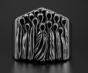 Bague de cocktail squelette gothique chrétienne en argent sterling 925 oxydé noir Bindi Jewels pour soirée - Product Image 3