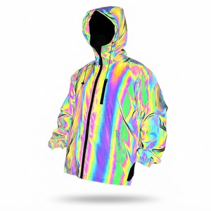 Veste réfléchissante arc-en-ciel légère, design personnalisé, avec tissu réfléchissant coloré pour les sports de plein air et les voyages - Product Image 5