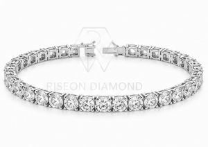 Classic diamond tennis <b>bracelet</b> in 18K <b>white</b> gold continuous row of round brilliant cut diamonds timeless luxury fine jewelry - Product Image 4