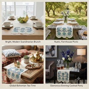 Chemin de table classique de qualité supérieure, couleur unie, pour la salle à manger et la table centrale, chemin de table décoratif pour la décoration de la maison, en vente - Product Image 2