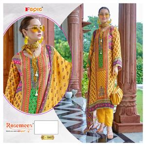 Tendance Eid Shalwar Kameez: haut crêpe brodé, mousseline de soie imprimée numérique Dupatta et bas Santoon en viscoose élégant - Product Image 4