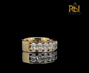 Heavy Wide Oval Lab Grown Diamond Wedding <b>Ring</b> Solid Gold <b>Thick</b> Statement Band Men Women OEM ODM Wholesale B2B Supply - Product Image 5