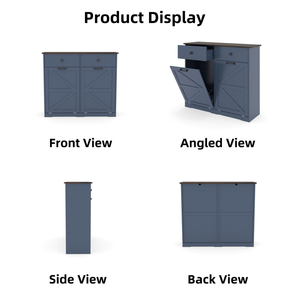 Farmhouse Blue 20-Gallon Trash Cans Free Standing Recycling Cabinet with Double Tilt Out Hideaway Drawer Kitchen Cabinets - Product Image 6