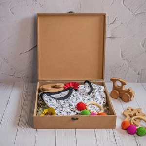 <b>Square</b> MDF Wooden Box With Lid Modern Home Decoration Tabletop Storage Case Durable Craft Material - Product Image 4