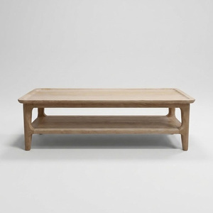 Mesa de Centro Moderna de Madera con Estante Inferior y Diseño de Bordes Redondeados para Sala de Estar - Product Image 1
