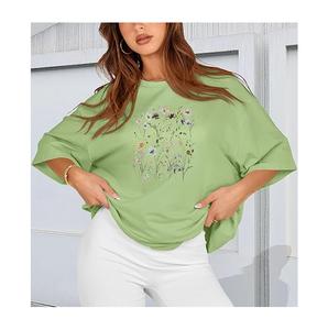 Best Selling Digital Printed Women's Casual 100% Cotton <b>Half</b> <b>Sleeve</b> <b>T</b>-<b>shirt</b> Plus Size Shoulder Slope Comfortable From Bangladesh - Product Image 3