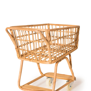 Carrito de Compras de Mimbre Natural Hecho a Mano, con Ruedas de Ratán, para Supermercado, Juguete, Decoración de Guardería - Product Image 3