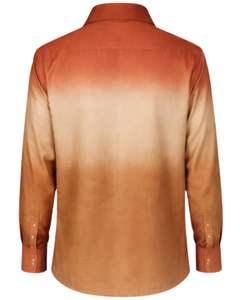 Chemise Formelle Homme Ombrée Orange Rouille Beige en Coton Premium à Manches Longues Boutonnée – Tenue Décontractée Chic – Fournisseur en Gros - Product Image 2