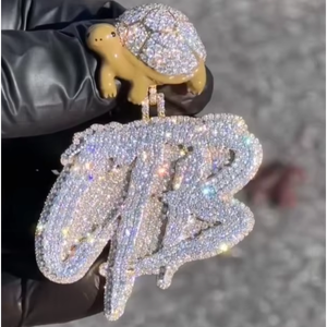 Colgante Personalizado con Nombre de Rapero, Estilo Hip Hop, con Incrustaciones de Moissanita, para Hombre y Mujer, Plata 925, Moissanita VVS - Product Image 1