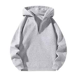 Sudadera con Capucha de Invierno para Hombre, 100% Algodón Sólido, Bordada, Resistente al Viento, de Alta Calidad, Diseño Único, con Cierre de Cremallera de un Cuarto - Product Image 1