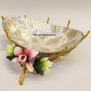 Food Safe <b>Metal</b> <b>Bowl</b> With Floral Tree Branch Look Stand Vintage Design For Decorative Use Serving Dinnerware <b>Bowl</b> - Product Image 2
