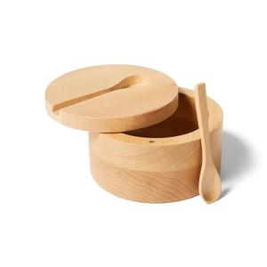 Premium Acacia Wooden Eco-Friendly Salt Box Swivel Magnetic Lid Handmade <b>Kitchen</b> Salt Cellar Spice <b>Storage</b> Container 250mL Spoon - Product Image 6