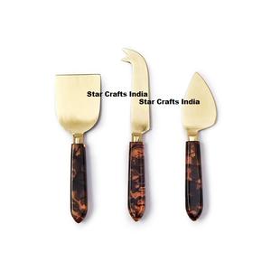 Juego de Cuchillos para Queso Premium Chapados en Oro con Mangos de Concha de Tortuga, Set de Cuchillos para Queso y Untadores, Herramienta de Cocina al por Mayor, Untador de Mantequilla - Product Image 4