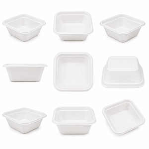 Bols carrés en bagasse compostables écologiques 125 ml, résistants à la chaleur, compatibles micro-ondes, jetables, durables, pour huile, eau, gâteaux, riz - Product Image 2