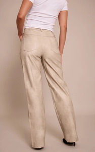 Customized Women's <b>Summer</b> Mid Waist Loose Fit Quick Dry Breathable Eco-Friendly PU Leather Design Zipper Fly Wide Leg <b>Pants</b> - Product Image 5