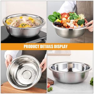Large Stainless Steel Mixing Bowl <b>Round</b> <b>Basin</b> Dish Pan for Kitchen Food Prep Washing Baking Serving Multipurpose - Product Image 6