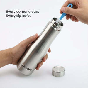 Double wall stainless steel insulated sports bottle with portable handle flip straw drinking lid reusable thermal hydration - Product Image 2