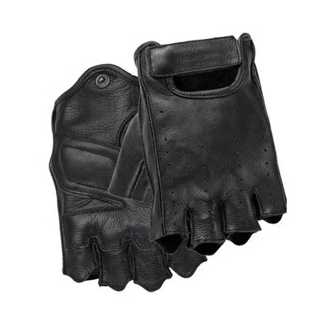 Benutzer definierte Half Finger Men Motorrad Leder Coole Handschuhe