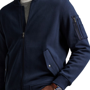 Premium Double Knit Midweight Bomber <b>Jacket</b> <b>Men</b> Minimal Athleisure OEM Custom Luxury Streetwear <b>Track</b> Outerwear Front Logo - Product Image 6