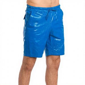 Men's Blue Canvas <b>Shorts</b> Mid Waist Button Closure Casual Style with Pockets Eco-Friendly Breathable Quick Dry - Product Image 3