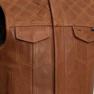 Gilet en cuir durable pour homme, style classique, pour moto, tourisme, rodeo, streetwear et activités de plein air - Product Image 5