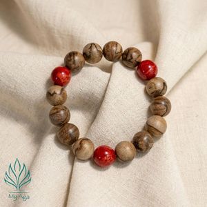 Pulsera de Agarwood Vietnamita de Diseño Icónico Clásico AL-SD-0003-12 con 14 Cuentas de Agarwood Natural y 3 Cuentas de Coral Rojo de 12mm - Product Image 1