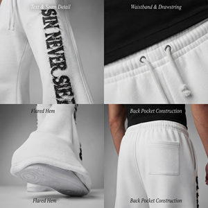 Pantalon de survêtement large évasé pour homme, taille à cordon, lettres brodées, style décontracté urbain, en coton éponge respirant 400 GSM - Product Image 6