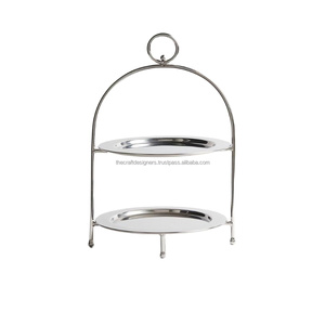 Support à gâteau à 2 niveaux en acier inoxydable pour fêtes, support de service écologique en métal de qualité alimentaire pour fruits et desserts, accessoire de table - Product Image 1