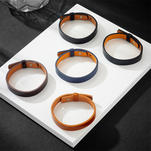 <b>Leather</b> <b>Bracelet</b> for Man Women Genuine Plain <b>Leather</b> Unisex Strap <b>Bracelet</b> Adjustable Jewelry - Product Image 5