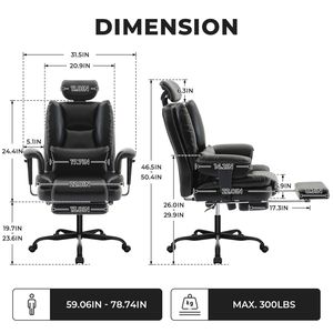 Sedia da Ufficio Ergonomica con Schienale Alto e Supporto Lombare, Capacità 200 kg, Sedia da Scrivania in Pelle PU con Regolazione in Altezza - Product Image 3