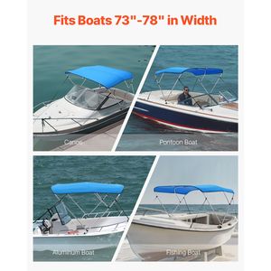 Tendalino Bimini in Poliestere 600D con Telaio in Lega di Alluminio a 3 Archi, Tettuccio Parasole Impermeabile per Barca, Accessori e Ricambi - Product Image 6