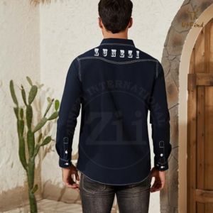 เสื้อเชิ้ตผู้ชาย ZUNEZI ทนไฟแบบตะวันตก เย็บสามชั้น ป้องกันการเชื่อมโลหะ ทนความร้อน 300-500 องศาเซลเซียส กระดุมแป๊กแบบมุกที่อก - Product Image 5