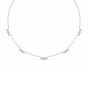 Collier élégant en or rose 9 carats avec diamants de laboratoire ronds, trio de pierres en grappe, 2,27 CTW - Product Image 4