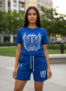 ชุดกีฬาฤดูร้อนผู้ชายแบบใหม่ เสื้อยืดลำลองสีพื้นพร้อมกางเกงขาสั้น ชุด 2 ชิ้น ผ้าฝ้าย 100% แห้งเร็ว ปักโลโก้ตามสั่ง - Product Image 2