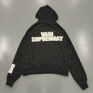 Wholesale Men's Rhinestone <b>Zip</b> Hoodie Custom Color & Logo Breathable Oversized Streetwear Rhinestone Sweatshirt - Product Image 1