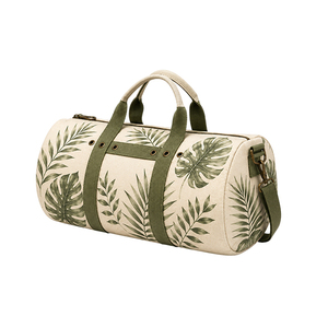 Bolsa de Viaje Personalizada de Algodón con Estampado de Hojas Tropicales y Correa de Hombro Ajustable - Product Image 1