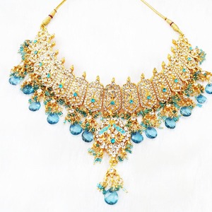 Indian Royal Copper Zircon Gold Plated Imitation Vintage Bridal Jewelry Set Flower Design Women Engagement Wedding Anniversary - Product Image 2