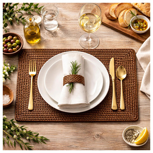 Custom Unique Eco-friendly Hand-made Vintage Jute Woven Flower Shape <b>Placemat</b> for Wedding Parties Natural Mats & Pads Carton - Product Image 2