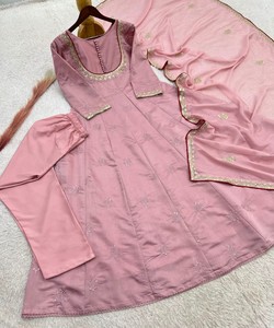 Pink Cotton Ankle-Length <b>Kurta</b> Set With Embroidery Traditional <b>Indian</b> Pakistani Women Casual Wear Loose 85778 HK-1740 - Product Image 3