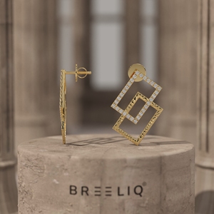 White Gold Geometric Diamond Earrings Elegant Interlocking Rectangle Studs Modern Luxury Jewelry Fine Gift for Women - Product Image 1