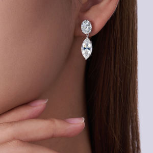 Silver Moissanite Pear Cut Drop <b>Stud</b> <b>Earrings</b> VVS1 Certified Luxury Teardrop Lab Diamond Fine Jewelry Women - Product Image 2