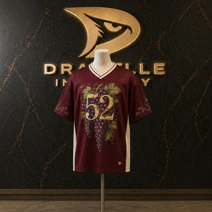 Men’s Oversized Mesh Jersey Custom Burgundy Wine V Neck <b>Y2K</b> Breathable Polyester Sportswear Streetwear Jersey - Product Image 1