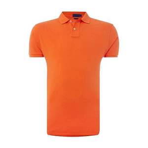 เสื้อโปโลผู้ชายสีแดง ผ้าโพลีเอสเตอร์เนื้อปิเก้ ปักโลโก้ด้านหน้า ไซส์ใหญ่ แขนสั้น สไตล์ลำลอง - Product Image 4