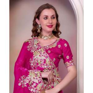 Sari de Fiesta de Diseñador con Bordado, Vestidos Elegantes - Product Image 4